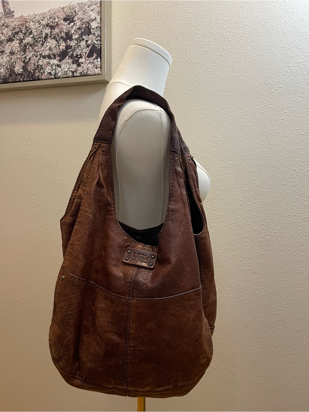 UGG Australia Vintage Brown Slouchy Genuine Leather Hobo Bag Shoulder Purse